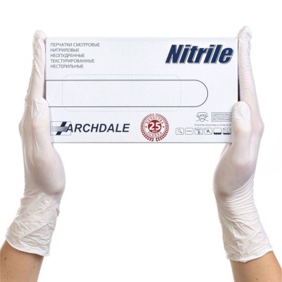 Перчатки смотровые нитриловые Archdale Nitrile белые 01298
