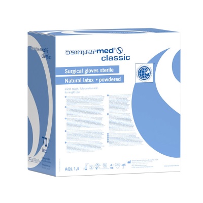 01029 Перчатки хирургические стерильные латексные Sempermed Classic опудренные 3