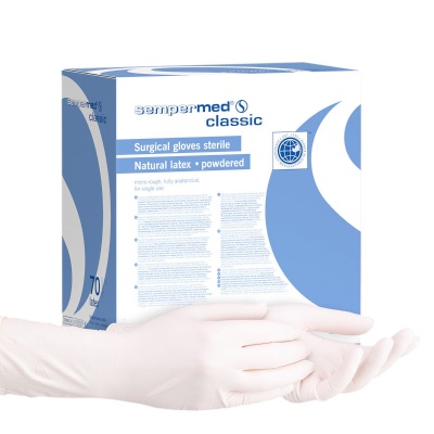 01029 Перчатки хирургические стерильные латексные Sempermed Classic опудренные 2