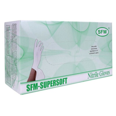 Перчатки нитриловые смотровые нестерильные SFM Supersoft белые