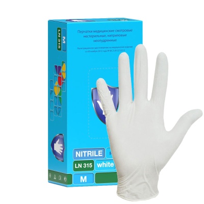 01150 Перчатки смотровые нитриловые Safe&Care LN315 белые 1