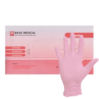 Перчатки нитриловые Basic Sensitive Pink розовые