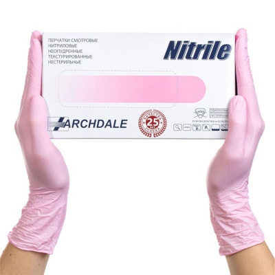 Перчатки смотровые нитриловые Archdale Nitrile розовые 01375