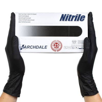 Перчатки смотровые нитриловые Archdale Nitrile черные 01355
