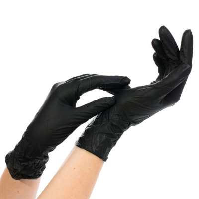 Перчатки нитриловые смотровые Benovy BS черные (2)