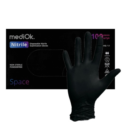 01195 Перчатки нитриловые смoтровые mediOk черные