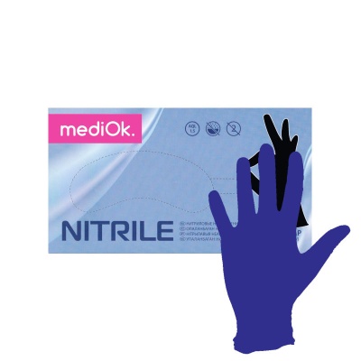 01485 Перчатки нитриловые смотровые mediOk черничные