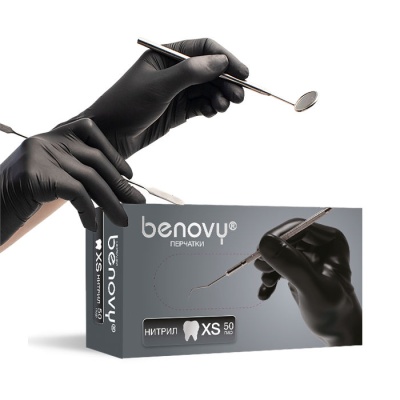 Перчатки нитриловые Benovy Dental Formula черные 01192-2