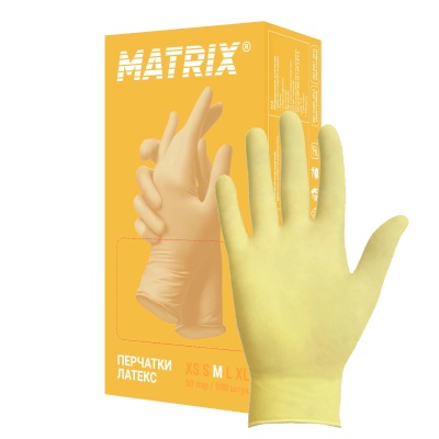 02289 Перчатки латексные смотровые неопудренные Matrix Premium Latex двукратное хлорирование 1