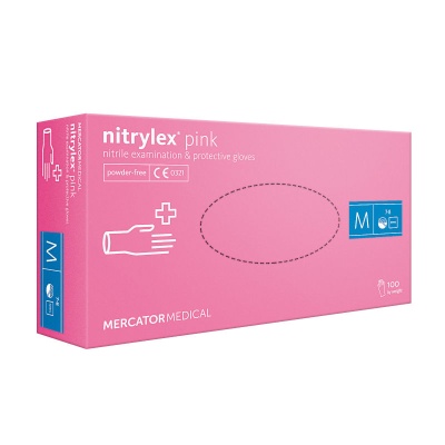 01109 2 Перчатки нитриловые смотровые Nitrylex PF розовые