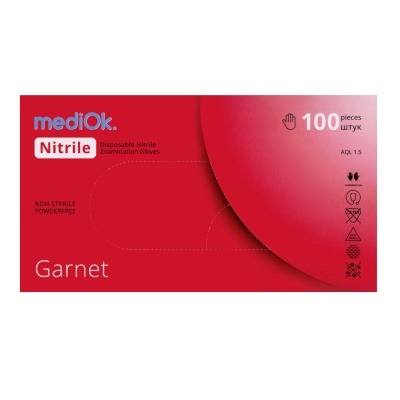 01172-1 Перчатки нитриловые смотровые mediOk Garnet красные