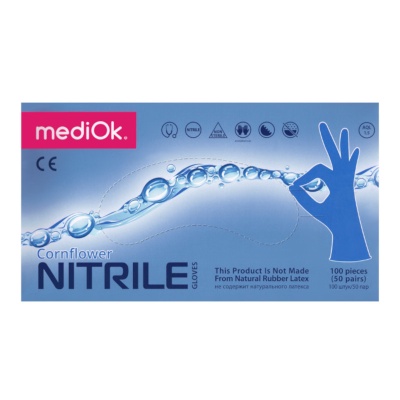 02160-2 Перчатки нитриловые смoтровые mediOk Cornflower BS сиреневые