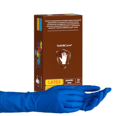 02178-3 Перчатки смотровые латексные Safe&Care DL214 High Risk сверхпрочные