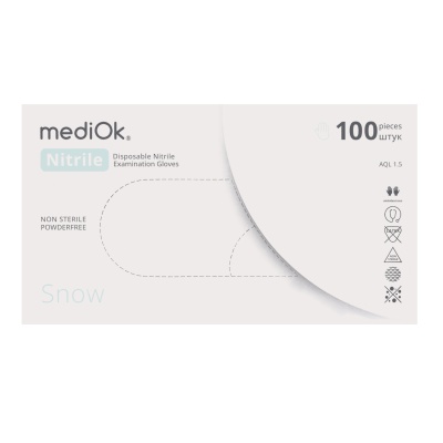 02746 Перчатки нитриловые смотровые mediOk Snow BS белые-1