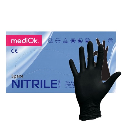 02104-1 Перчатки нитриловые смoтровые mediOk Space BS черные