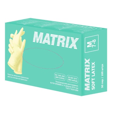 02137 Перчатки латексные смотровые неопудренные Matrix Soft