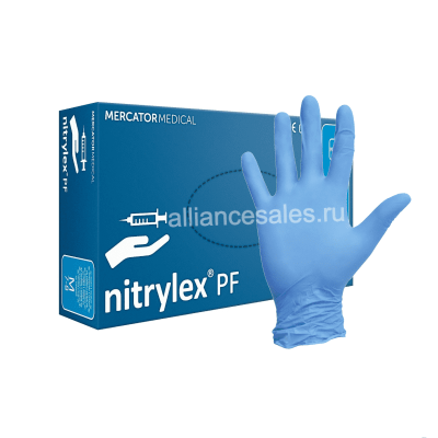 Перчатки нитриловые смотровые Nitrylex PF синие