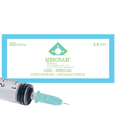 Иглы медицинские стерильные одноразовые для мезотерапии Mesoram (27G (0,40x4 мм), 100 шт, Luer)