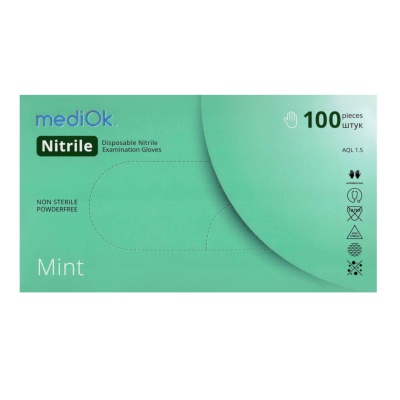 01170-1 Перчатки нитриловые смотровые mediOk Mint зеленые