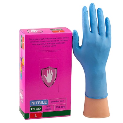 Перчатки смотровые нитриловые Safe&Care TN320 голубые 01302-2