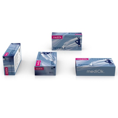 Перчатки нитриловые смотровые mediOk черничные 01485