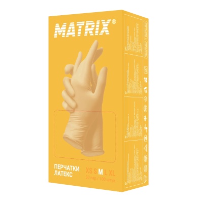 02289 Перчатки латексные смотровые неопудренные Matrix Premium Latex двукратное хлорирование 3