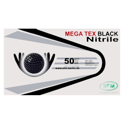 03179 Перчатки нитриловые нестерильные SFM High Risk NX 180 Mega Tex Black черные