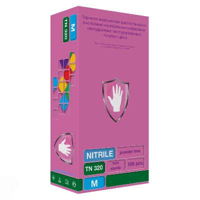 Перчатки смотровые нитриловые Safe&Care TN320 голубые 01302-1