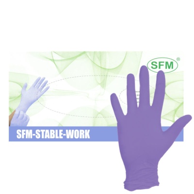 01919 Перчатки нитриловые смотровые нестерильные SFM Stable Work фиолетово-голубые