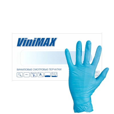 Перчатки виниловые смотровые ViniMax 41 голубые 01527
