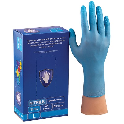Перчатки смотровые нитриловые Safe&Care TN303 голубые 01188-4
