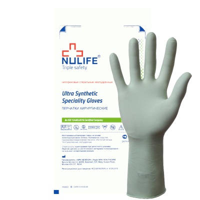 01789 Перчатки хирургические неопреновые стерильные неопудренные NULIFE Ultra Neoprene 3