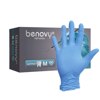 Перчатки нитриловые Benovy Dental Formula light голубые 100 пар 01594