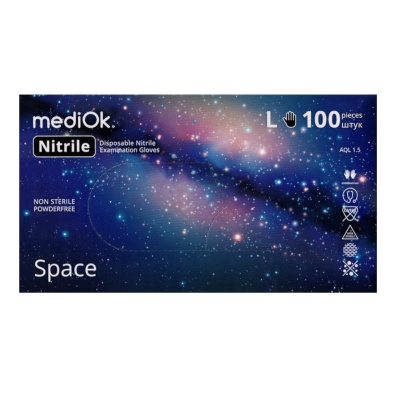 02104 Перчатки нитриловые смoтровые mediOk Space BS черные 2