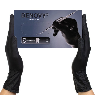 02088-2 Перчатки нитриловые Benovy Dental Formula BS черные