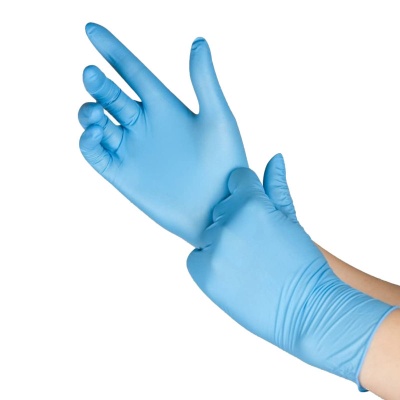 Перчатки нитриловые смотровые голубые