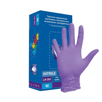 01077 Перчатки смотровые нитриловые Safe&Care LN303 фиолетовые