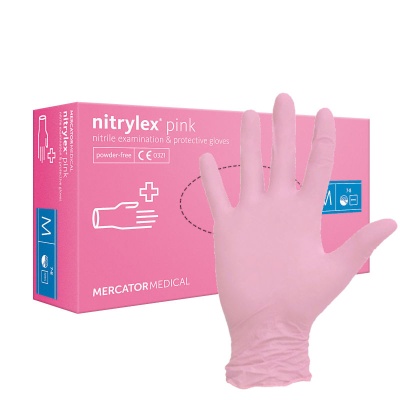 01109 1 Перчатки нитриловые смотровые Nitrylex PF розовые